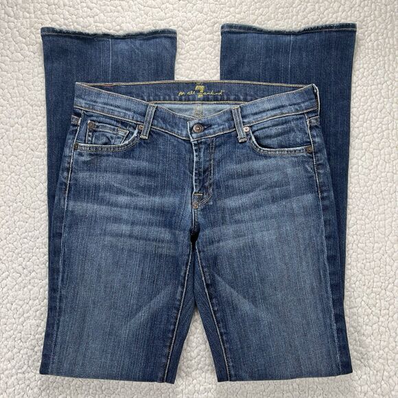 7 For All Mankind Bootcut Jeans Women’s Size 29 (30x33) Blue Boho Western Rodeo - Picture 1 of 14